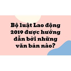 Bộ luật Lao động 2019 được hướng dẫn bởi những văn bản nào?