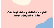 Các loại chứng chỉ hành nghề hoạt động đấu thầu