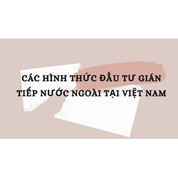 Các hình thức đầu tư gián tiếp nước ngoài tại Việt Nam