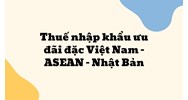 Thuế nhập khẩu ưu đãi đặc Việt Nam – ASEAN –  Nhật Bản