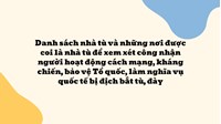 Danh sách nhà tù và những nơi được coi là nhà tù để xem xét công nhận người hoạt động cách mạng, kháng chiến, bảo vệ Tổ quốc, làm nghĩa vụ quốc tế bị địch bắt tù, đày