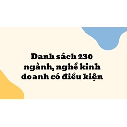 Danh sách 230 ngành, nghề kinh doanh có điều kiện