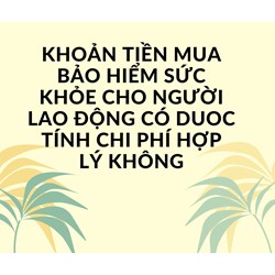 Khoản tiền mua bảo hiểm sức khỏe cho người lao động có duoc tính chi phí hợp lý không