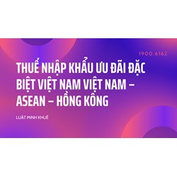 Thuế nhập khẩu ưu đãi đặc biệt Việt Nam Việt Nam – ASEAN – Hồng Kông