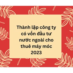 Thành lập công ty có vốn đầu tư nước ngoài cho thuê máy móc