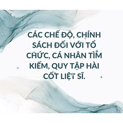 Các chế độ, chính sách đối với tổ chức, cá nhân tìm kiếm, quy tập hài cốt liệt sĩ.
