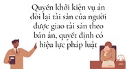 Quyền khởi kiện vụ án đòi lại tài sản của người được giao tài sản theo bản án, quyết định có hiệu lực pháp luật