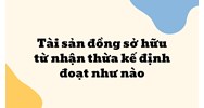Tài sản đồng sở hữu từ nhận thừa kế định đoạt như nào?