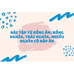 Bài tập từ đồng âm, đồng nghĩa, trái nghĩa, nhiều nghĩa Có đáp án