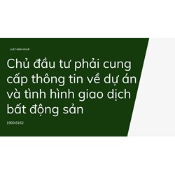 Chủ đầu tư phải cung cấp thông tin về dự án và tình hình giao dịch bất động sản
