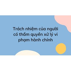 Trách nhiệm của người có thẩm quyền xử lý vi phạm hành chính
