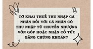 Tờ khai thuế thu nhập cá nhân đối với cá nhân có thu nhập từ chuyển nhượng vốn góp hoặc nhận cổ tức bằng chứng khoán?