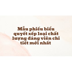 Mẫu phiếu biểu quyết xếp loại chất lượng đảng viên chi tiết nhất