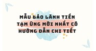 Mẫu bảo lãnh tiền tạm ứng mới nhất có hướng dẫn chi tiết
