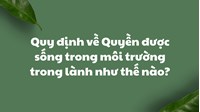 Quy định về Quyền được sống trong môi trường trong lành như thế nào?