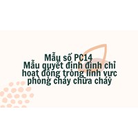 Mẫu số PC14 Mẫu quyết định đình chỉ hoạt động trong lĩnh vực phòng cháy chữa cháy