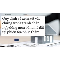 Quy định về xem xét vật chứng trong tranh chấp hợp đồng mua bán nhà đất tại phiên tòa phúc thẩm