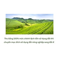 Thu bằng 100% mức chênh lệch tiền sử dụng đất khi chuyển mục đích sử dụng đất nông nghiệp sang đất ở