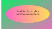 Điều kiện hoạt động phát điện, truyền tải, phân phối, bán buôn, bán lẻ, xuất khẩu, nhập khẩu điện, tư vấn chuyên ngành điện lực