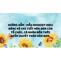 Hướng dẫn - Mẫu BK02/QT-HĐG: Bảng kê chi tiết hóa đơn của tổ chức, cá nhân đến thời điểm quyết toán hóa đơn.