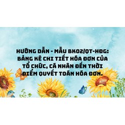 Hướng dẫn - Mẫu BK02/QT-HĐG: Bảng kê chi tiết hóa đơn của tổ chức, cá nhân đến thời điểm quyết toán hóa đơn.