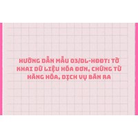 Hướng dẫn Mẫu 03/DL-HĐĐT: Tờ khai dữ liệu hóa đơn, chứng từ hàng hóa, dịch vụ bán ra