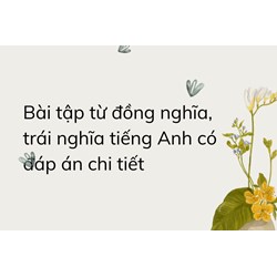 Bài tập từ đồng nghĩa, trái nghĩa tiếng Anh có đáp án chi tiết
