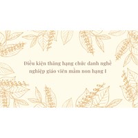Điều kiện thăng hạng chức danh nghề nghiệp giáo viên mầm non hạng I