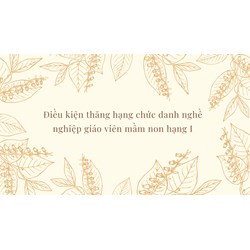 Điều kiện thăng hạng chức danh nghề nghiệp giáo viên mầm non hạng I