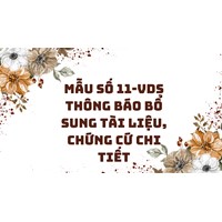 Mẫu số 11-VDS Thông báo bổ sung tài liệu, chứng cứ chi tiết