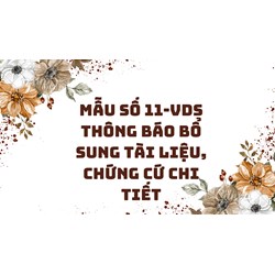 Mẫu số 11-VDS Thông báo bổ sung tài liệu, chứng cứ chi tiết