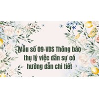 Mẫu số 09-VDS Thông báo thụ lý việc dân sự có hướng dẫn chi tiết