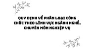 Quy định về phân loại công chức theo lĩnh vực ngành nghề, chuyên môn nghiệp vụ