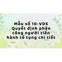 Mẫu quyết định phân công người tiến hành tố tụng (Mẫu số 10-VDS)