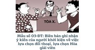 Mẫu số 03-ĐT: Biên bản ghi nhận ý kiến của người khởi kiện về việc lựa chọn đối thoại, lựa chọn Hòa giải viên