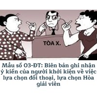 Mẫu số 03-ĐT: Biên bản ghi nhận ý kiến của người khởi kiện về việc lựa chọn đối thoại, lựa chọn Hòa giải viên