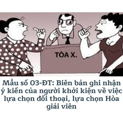 Mẫu số 03-ĐT: Biên bản ghi nhận ý kiến của người khởi kiện về việc lựa chọn đối thoại, lựa chọn Hòa giải viên