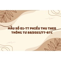 Mẫu số 01-TT Phiếu thu theo thông tư 88/2021/TT-BTC