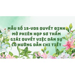 Mẫu số 15-VDS Quyết định mở phiên họp sơ thẩm giải quyết việc dân sự