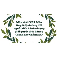 Mẫu số 17-VDS  Mẫu Quyết định thay đổi người tiến hành tố tụng giải quyết việc dân sự (dành cho Chánh án)