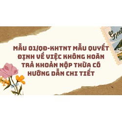 Mẫu 01/QĐ-KHTNT Mẫu Quyết định về việc không hoàn trả khoản nộp thừa có hướng dẫn chi tiết
