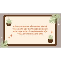 Mẫu 02/TB-KHTNT Mẫu thông báo về việc khoản nộp thừa không đủ điều kiện thực hiện tất toán/khoản nộp thừa quá thời hạn 10 năm