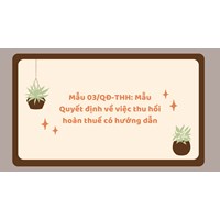 Mẫu 03/QĐ-THH: Mẫu Quyết định về việc thu hồi hoàn thuế có hướng dẫn