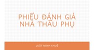 Phiếu đánh giá nhà thầu phụ
