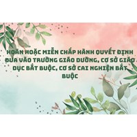 Hoãn hoặc miễn chấp hành quyết định đưa vào trường giáo dưỡng, cơ sở giáo dục bắt buộc, cơ sở cai nghiện bắt buộc