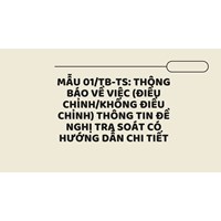 Mẫu 01/TB-TS: Thông báo về việc (điều chỉnh/không điều chỉnh) thông tin đề nghị tra soát có hướng dẫn chi tiết