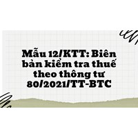 Mẫu 12/KTT: Biên bản kiểm tra thuế theo thông tư 80/2021/TT-BTC