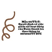 Mẫu 02/TTrT: Quyết định về việc giám sát hoạt động của Đoàn thanh tra theo thông tư 80/2021/TT-BTC