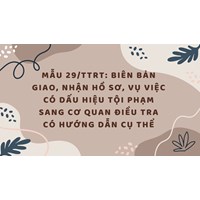 Mẫu Biên bản giao, nhận hồ sơ, vụ việc có dấu hiệu tội phạm sang cơ quan điều tra