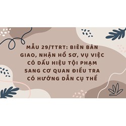 Mẫu Biên bản giao, nhận hồ sơ, vụ việc có dấu hiệu tội phạm sang cơ quan điều tra